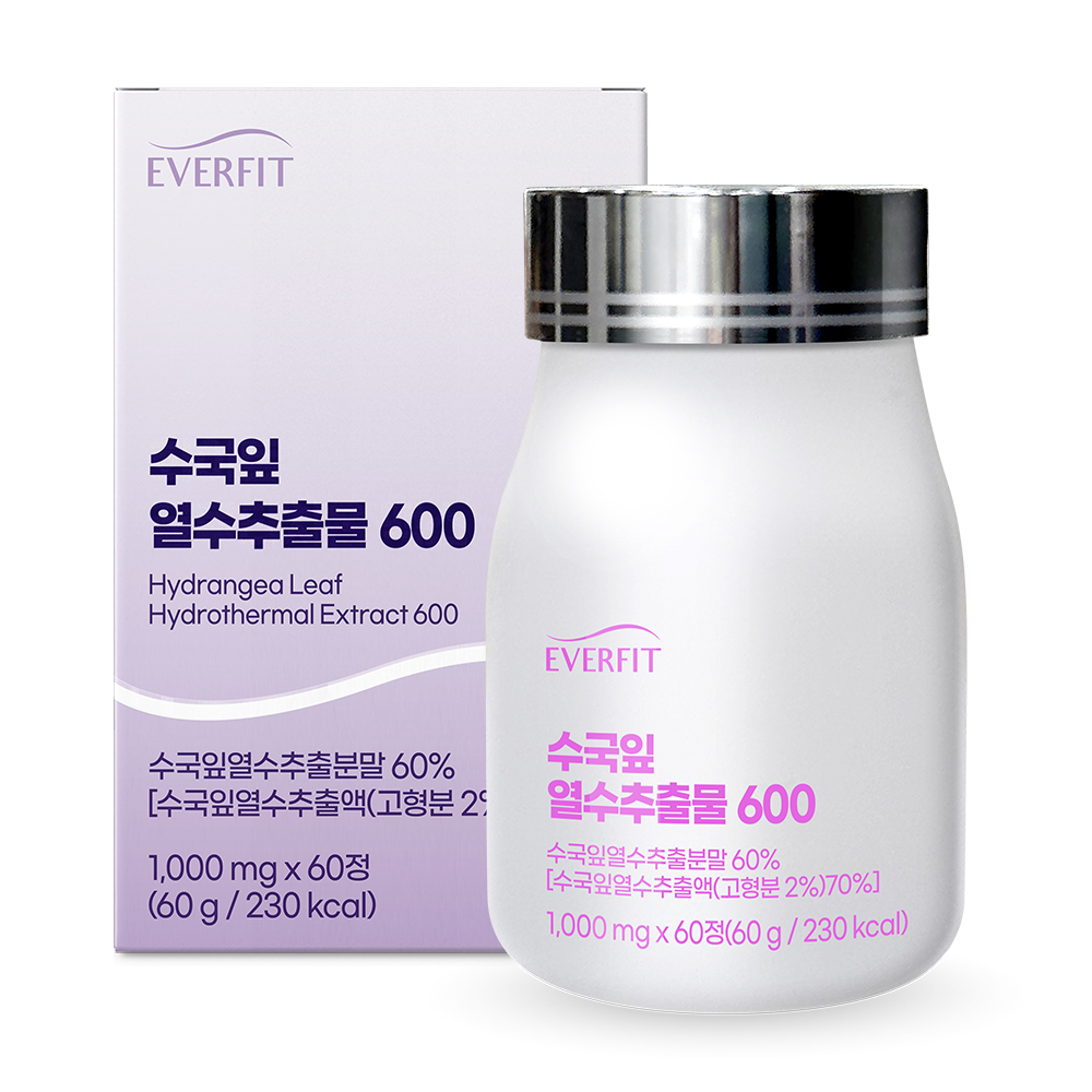 내츄럴플러스 에버핏 <b>수국잎</b> 열수<b>추출물</b> 600 1000mg x 60정, 2개