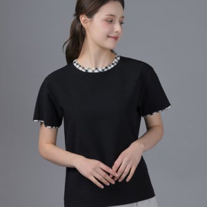 [닥스 골프 여성] [LF몰단독][완판재입고] 여성 블랙 체크포인트 라운드넥 반팔 DNTS5B904BK