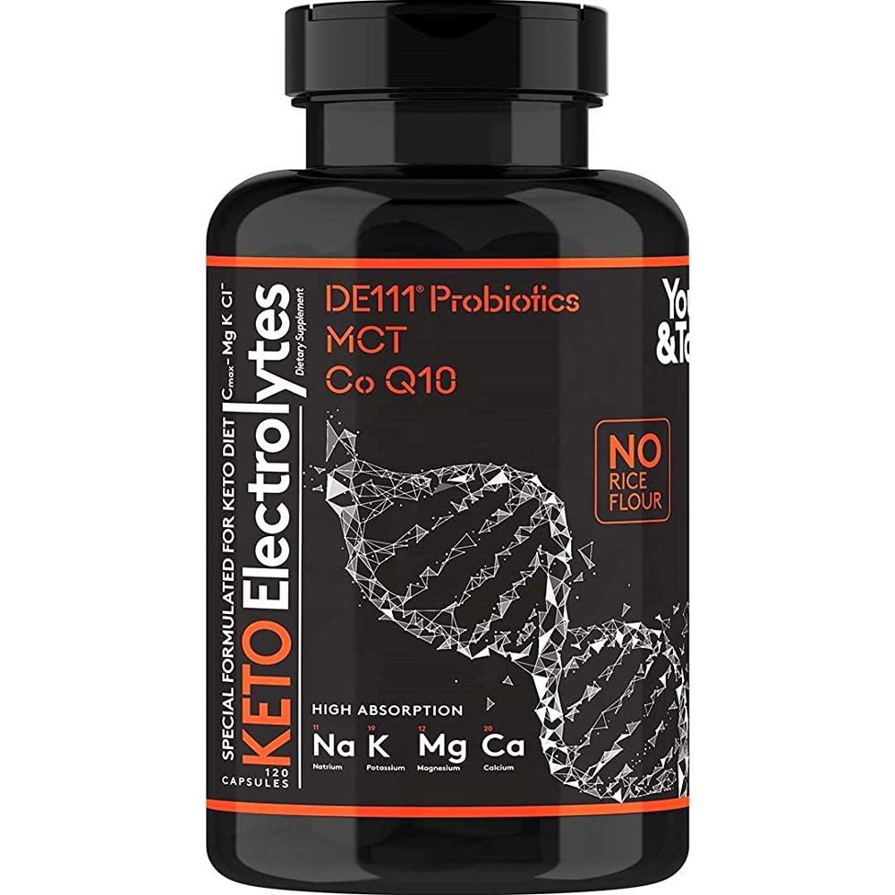 120 MCT 케토 전해질 알약 | 150mg <b>마그네슘</b> 프로바이오틱스 Co Q 10 | 염화칼륨 나트륨 칼슘 아연 및 D3 비타민 | 저탄수화물 및 케토 를 위해 설계된 <b>프리미</b>