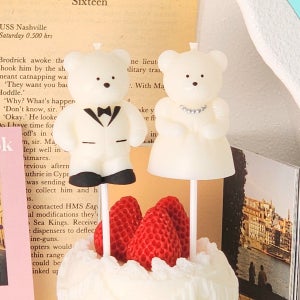 [무료선물포장] 신랑 신부 웨딩 곰돌이 케이크 케잌 초, 예설담