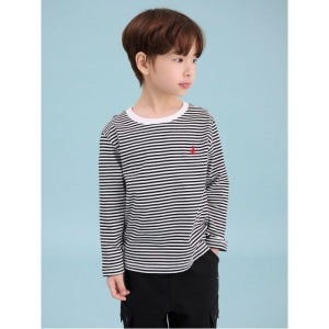 빈폴 키즈 [30%OFF]칼라 스웨트 셔츠 & 스트라이프 티셔츠 세트  블랙 (BI5141U035)