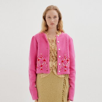 [신세계백화점][센텀시티점] TITI Floral Pattern Puff Sleeve Knit Cardigan - Pink