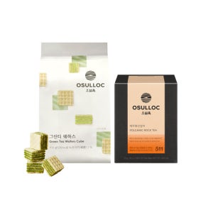 오설록 제주 화산암차+그린티웨하스 세트