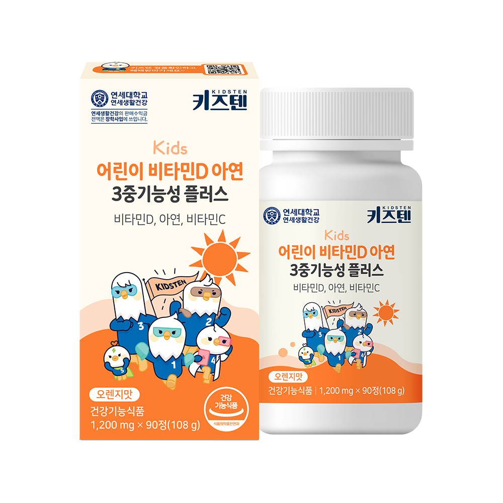 <b>키즈</b>텐 <b>어린이</b> <b>비타민D</b> <b>아연</b> 3중기능성 플러스 1200mg x 90정, 1개