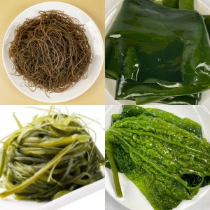 국산 소금으로 절인 완도 염장 해초 4종 250g 2팩+300g 2팩 (곰피,꼬시래기,쌈다시마,미역줄기)