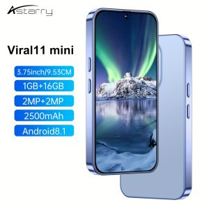 아스타리 바이럴11 미니 스마트폰 - 1GB 램, 16GB 스토리지, 3G 연결성, 듀얼 SIM 슬롯, 2MP 전면 및 후면 카메라, 2500mAh 배터리, 3.75인치 화면,