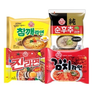 오뚜기 참깨라면 4입 + 팥칼국수 4입 + 순후추라면(사골곰탕맛) 4입 + 김치라면 5입