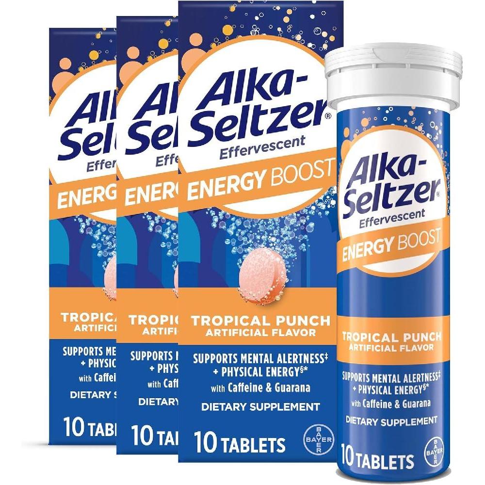 <b>Alka-Seltzer</b> 에너지 부스트 카페인 과라나 비타민 B군라이트 트로피컬 펀치 맛 30ct  1개