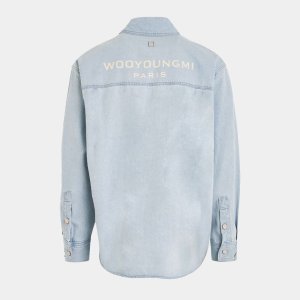 우영미 백 로고 데님 셔츠 W241SH17860L