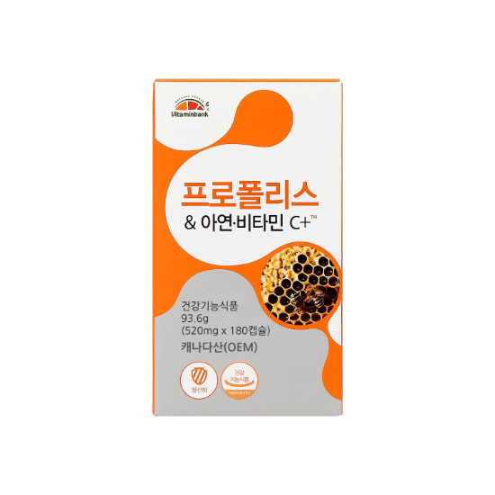 [<b>비타민뱅크</b>] <b>프로폴리스</b> 아연 비타민C 플러스 180캡슐