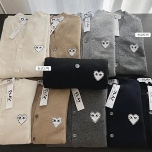 꼼데가르송 화이트와펜 라운드넥 브이넥 가디건 남녀공용