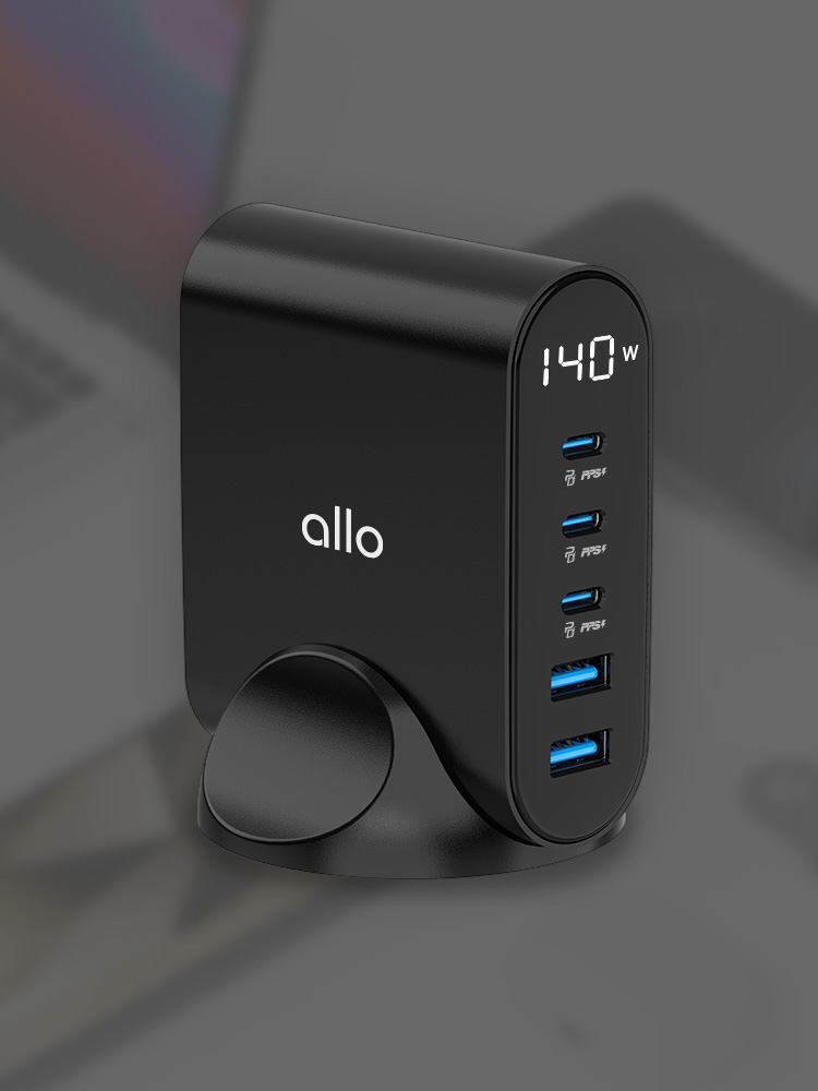알로코리아 GaN 프로 PD PPS 초고속 5포트 멀티 충전기 140W - 가족형 멀티 충전기