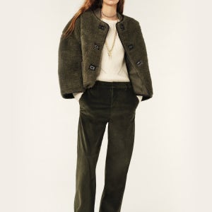 [바쉬] 카키 벨벳 코듀로이 롱 와이드핏 면혼방 팬츠 SIPA5E004K2