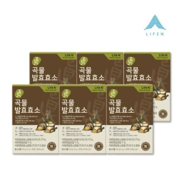 <b>라이프엔</b> 7무첨가 지방 탄수화불 분해 <b>소화</b> 유기농 진 곡물 발효효소 3g x 30포 6박스