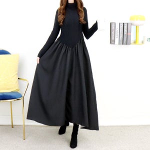 윈터 레이디 블랙 하프 다이아몬드 꽈배기터틀넥 니트 루즈핏 롱~롱~ 원피스[겨울 목 폴라 긴팔 박시 박스 고급 명품 원단 보세 데일리룩 여행룩 편한 브랜드 러블리 디자이너 날씬해보