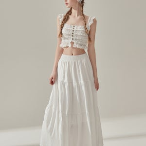 [비키니밴더] 어네스 티어드 롱 스커트 - WHITE 5007263292