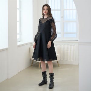 엘바이엘 컬렉션 블랙 시스루 A라인 원피스, Lee yu jung (엘바이엘)