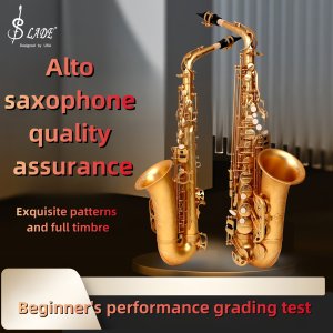 SLADE LDAF-6000 골든 알토 색소폰 - E-플랫, 화이트 쉘 & 키 프로스팅 기술이 적용된 황동 튜브, 실버 와이어 드로잉 압축 박스 포함, 표준
