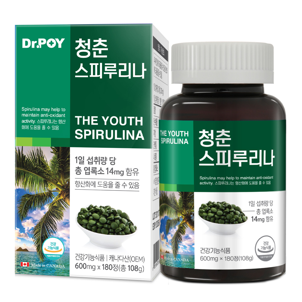 닥터포이 청춘 <b>스피루리나</b> 580mg x 180정, 2개