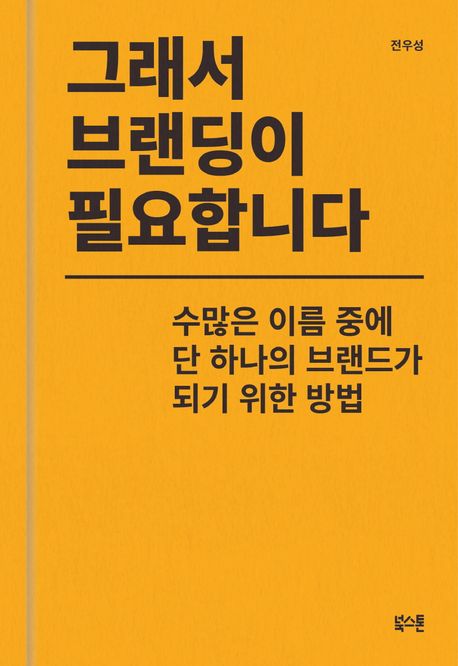 그래서 브랜딩이 필요합니다 (수많은 이름 중에 단 하나의 브랜드가 되기 위한 방법) 표지