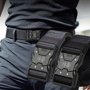 2pcs Unisex, 다목적 전술 나일론 벨트 - 야외 스포츠 및 훈련을 위한 맞춤형, 캔버스 브레이드 통기성 벨트, 퀵 리리즈 디자인, 편안하고 내구성이 뛰어난, 세련되고