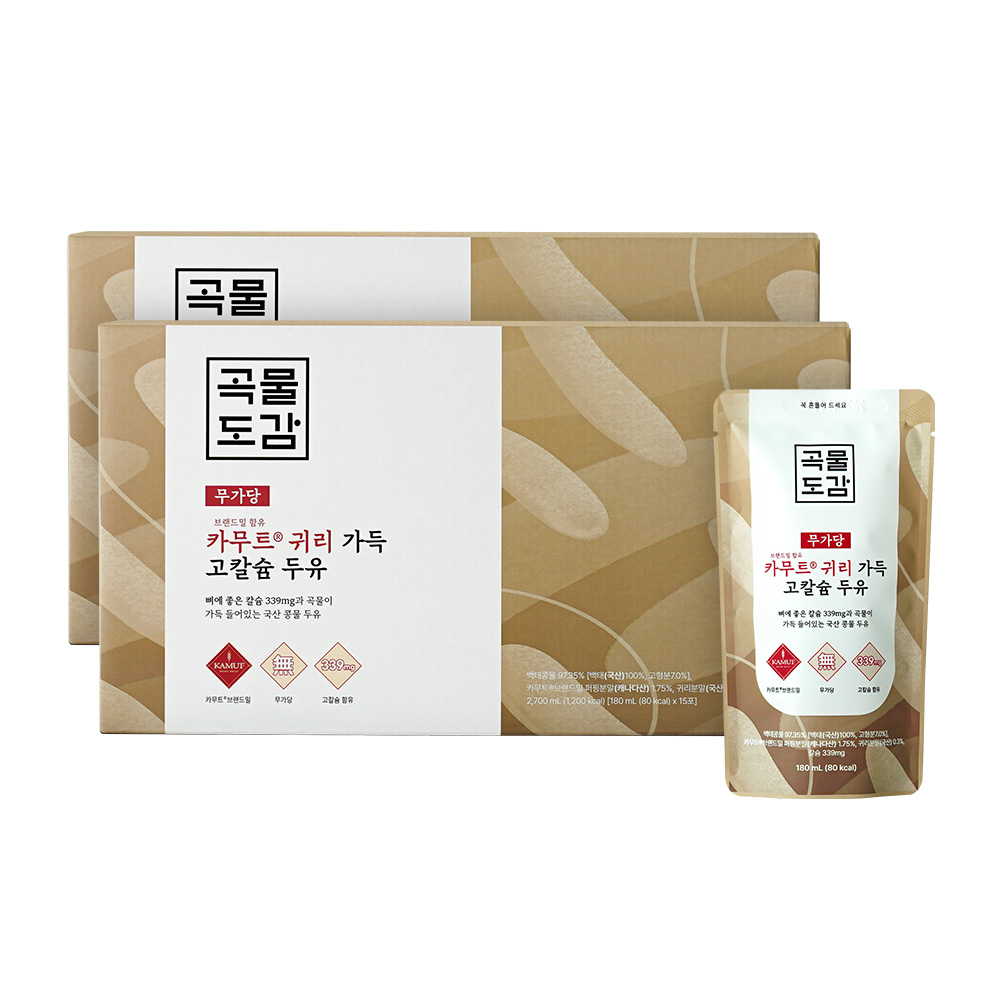 곡물도감 카무트 브랜드밀 함유 귀리 가득 고칼슘 두유 제품 이미지