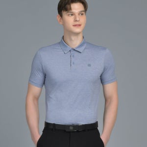 [닥스 골프] 닥스 블루 체크 디테일 냉감 반팔 카라티 DGTS5B902B2