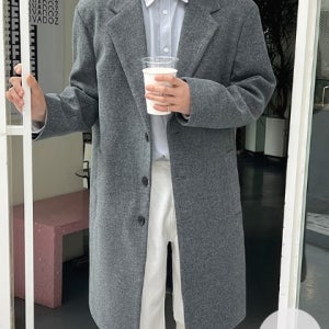 [당일발송] [wool] 울 캐시 세미오버 싱글코트OT