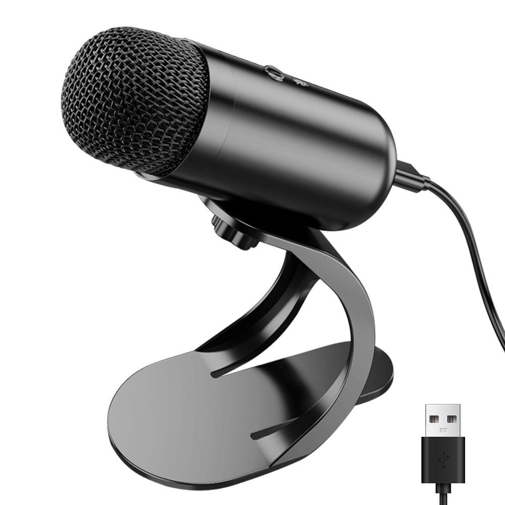 COOLCOLD 스마트 노이즈 캔슬링 USB 콘덴서 마이크 - 유튜브/게임/영상 녹화용 고음질 마이크 블랙