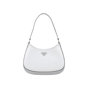 프라다 클레오 브러시드 레더 숄더백 화이트 1BC499 ZO6 F0PG7 브러쉬드 N