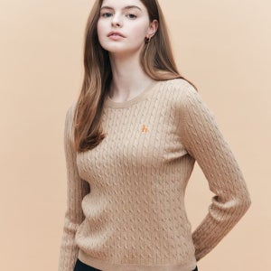 헤지스 레이디스 [25SS] 면 라운드넥 케이블 긴팔 풀오버 베이지 HSSW5AC17I2