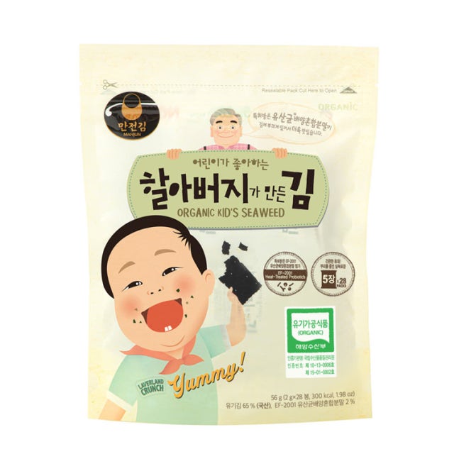 Manjeon Food Manjeon Gim Grandpa's Seaweed 2g x 28 packs, 3 sets