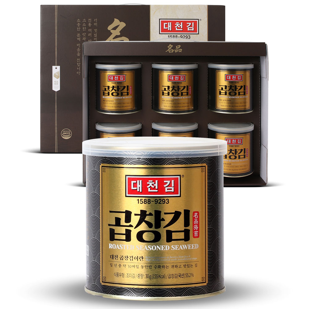 대천맛김 대천김 곱창김 <b>선물</b>세트 30g x 6개입, 1개
