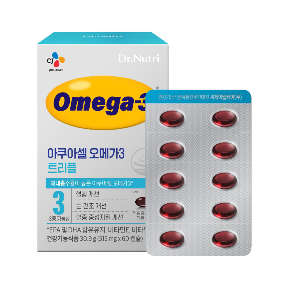 <b>CJ웰케어</b> 닥터뉴트리 아쿠아셀 <b>오메가3</b> 트리플 1박스(515mgx60캡슐) 1개월분