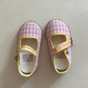 봉통 핑크체크 봄여름 에스빠드류 메리제인 슈즈 20EU (123mm)