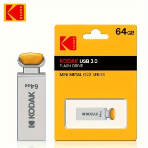 KODAK 64GB USB 2.0 플래시 드라이브 미니 메탈 K122 시리즈 - 보호 캡이 있는 고속 휴대용 저장 장치, 쉬운 운반을 위한 컴팩트 디자인