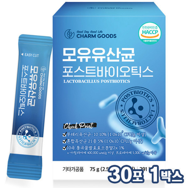 참굿즈 모유<b>유산균</b> 포스트바이오틱스 루테리 프로+프리 30포