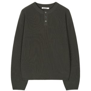[엑스컨테이너] 리브드 라운드 헨리넥 니트 (KHAKI) E5S-RRHNK43 KHAKI