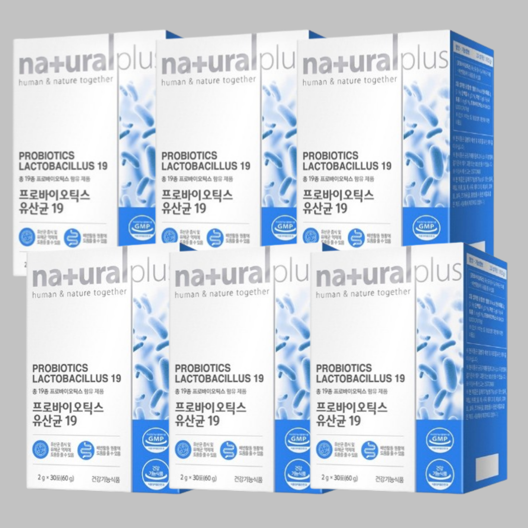 내츄럴플러스 유산균19 6개 6개월분 김치 모유유래 <b>대장</b> 비피더스균 <b>과민성</b> 증후군 좋은 glp-1