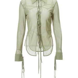 프라이빗 폴리시 그린 웨스턴 피디드 시어 셔츠 24030204-GR