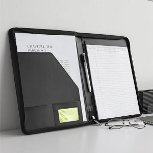 히키스 비즈니스 미팅 회의 계약 가죽 지퍼 서류 파우치 HUB