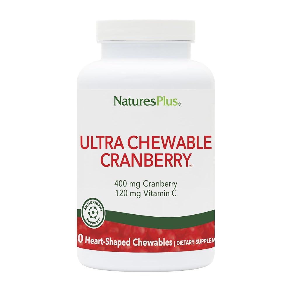Natures Plus 울트라 츄어블 크랜베리 러브 베리 - 400mg 채식주의자 태블릿 180정 천연 보충제 <b>요로</b> 건강 증진 GMO 프리 글루텐 프리 90회 분량  Natures