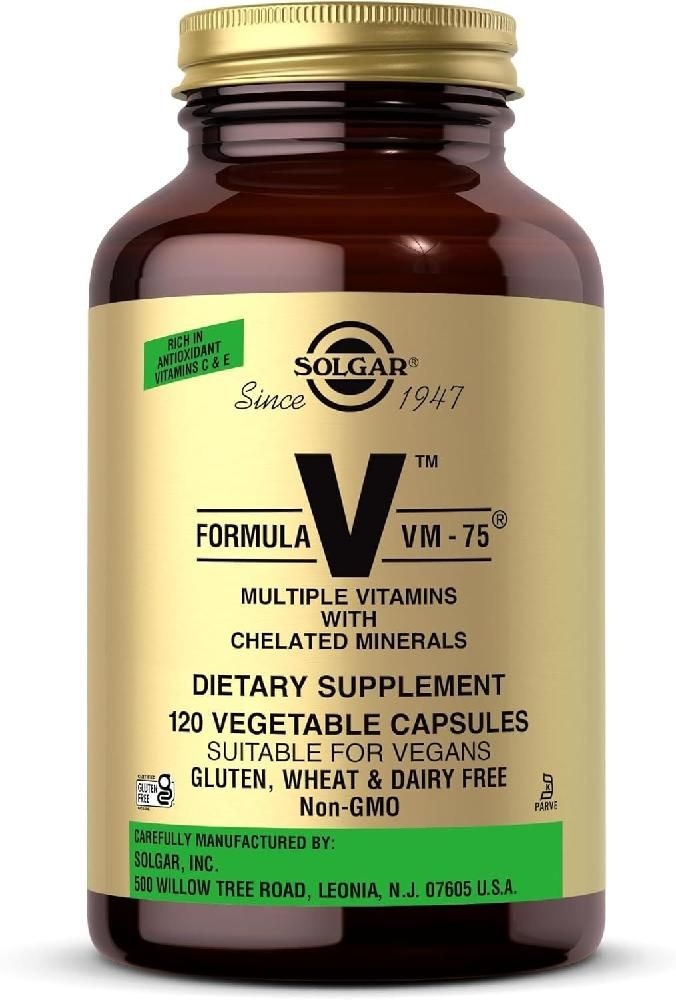 Solgar Formula VM-75 - 베지 캡슐 120정 비타민 A  B6 B12 C D E 비오틴 <b>마그네슘</b> 칼슘 구리 철분 <b>아</b>