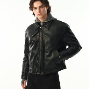 [문선] UNISEX Vegan Leather Goose-Down Puffer Blouson [Black] MS22FWUJK01BKA