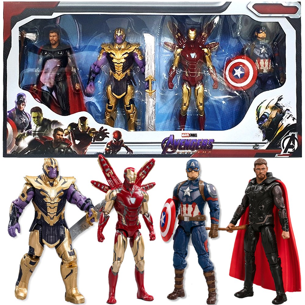 마블 어벤져스 피규어 세트 4종 토르 타노스 아이언맨 캡틴