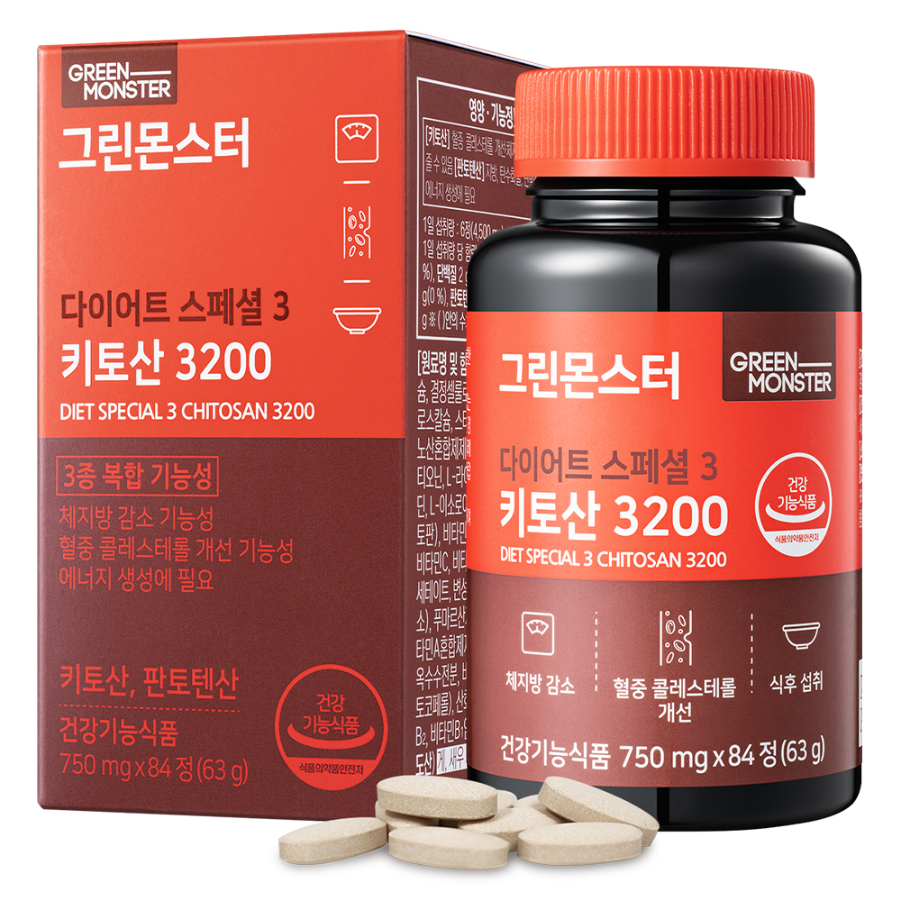 그린몬스터 다이어트 스페셜3 <b>키토산</b> 3200 750mg x 84정, 2개