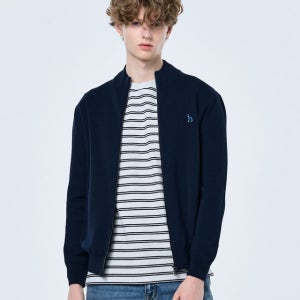 [헤지스 남성] 네이비 쿨코튼 솔리드 집업 HZSW5A101N2