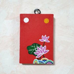 일월 연화도 작은 한국화 액자, 김하다