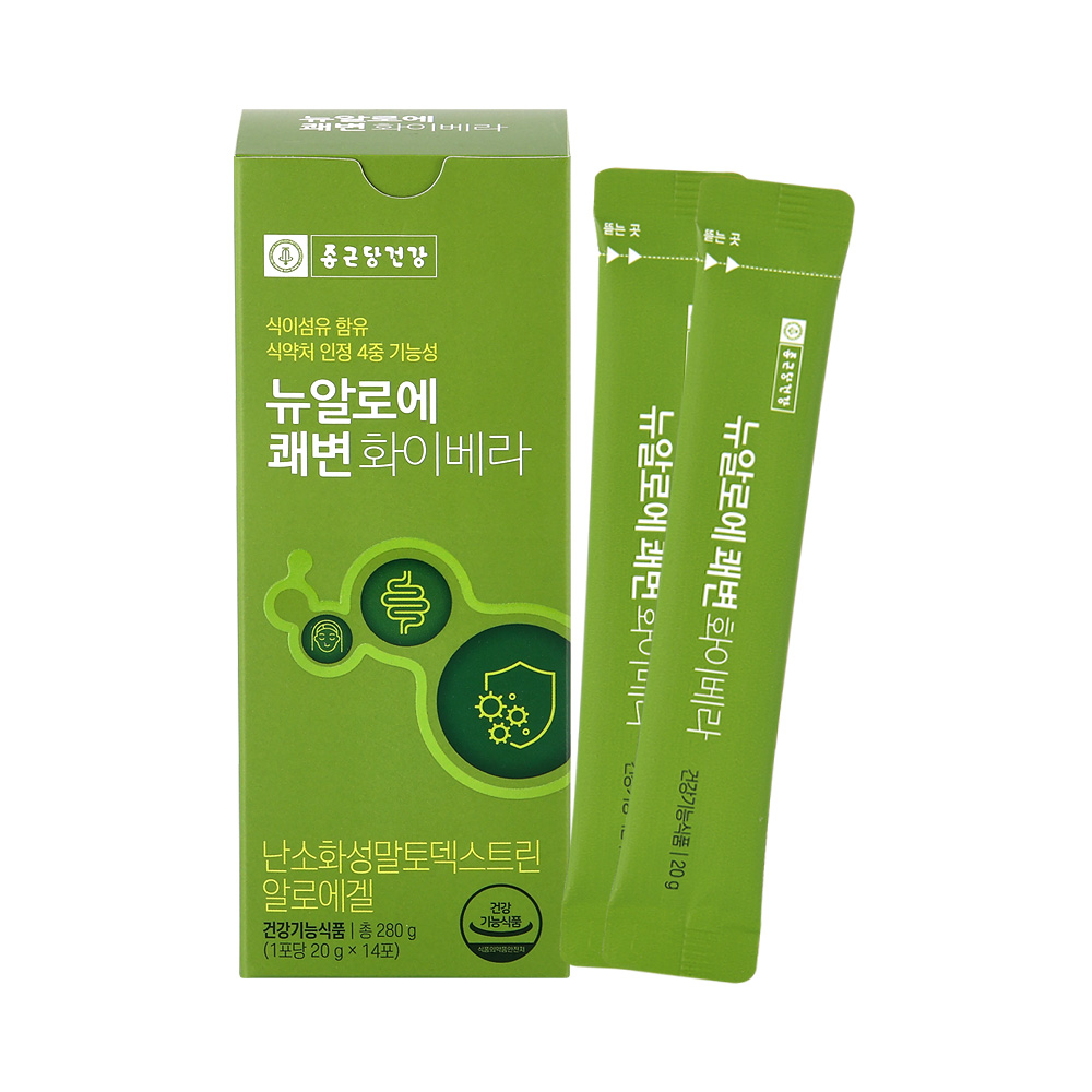 종근당건강 뉴<b>알로에</b><b>쾌변</b> 화이베라 20g x 14포, 1개