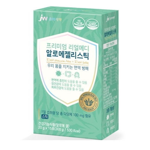 JW중외제약 프리미엄 리얼메디 알로에 젤리스틱 20g x 15포, 2개